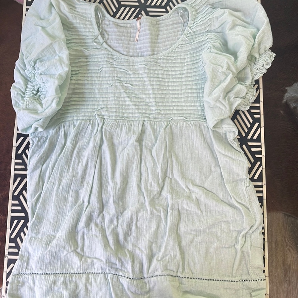 FP ruffle top pale blue